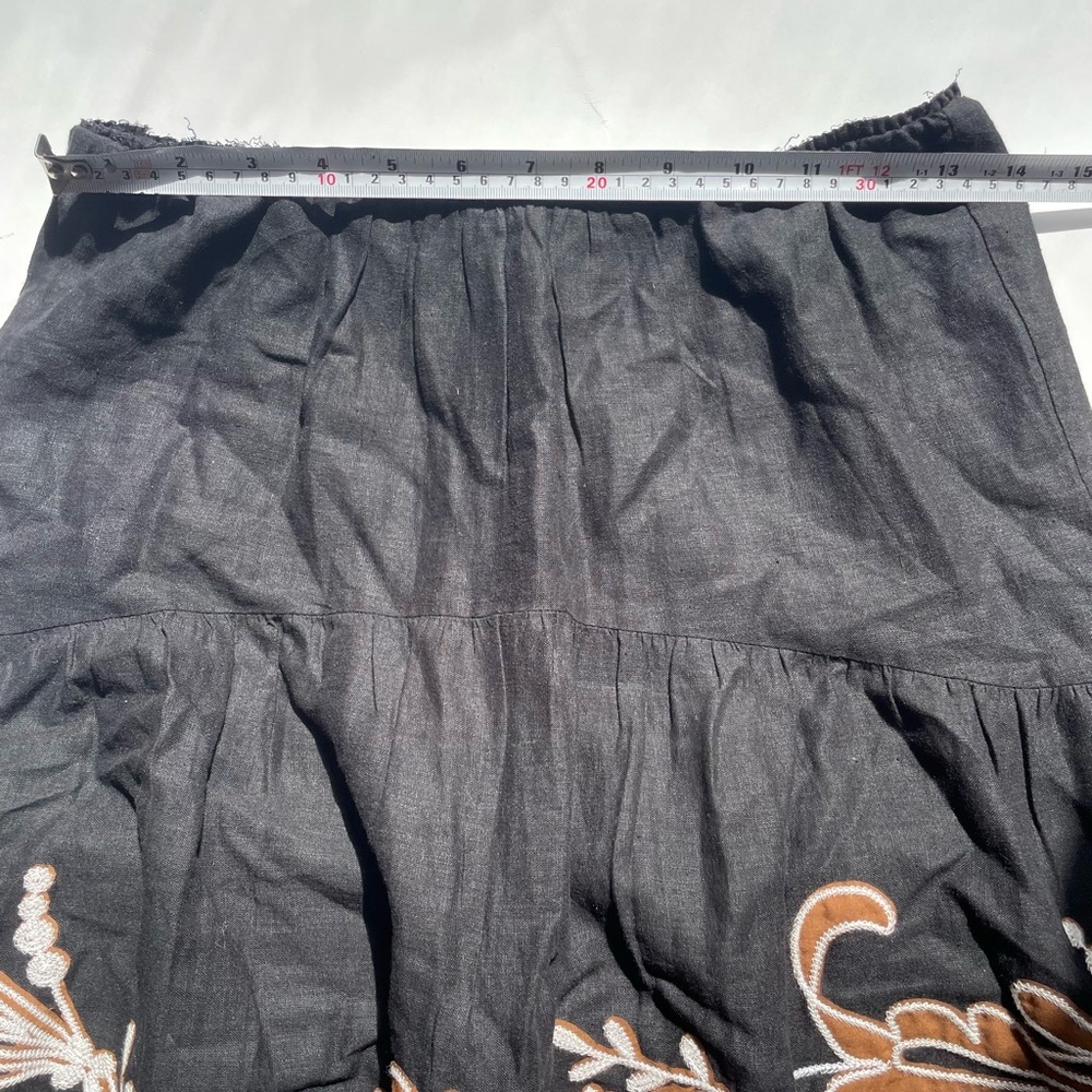 anthropologie midi  Black and Brown Embroidered Skirt - Picture 7 of 10